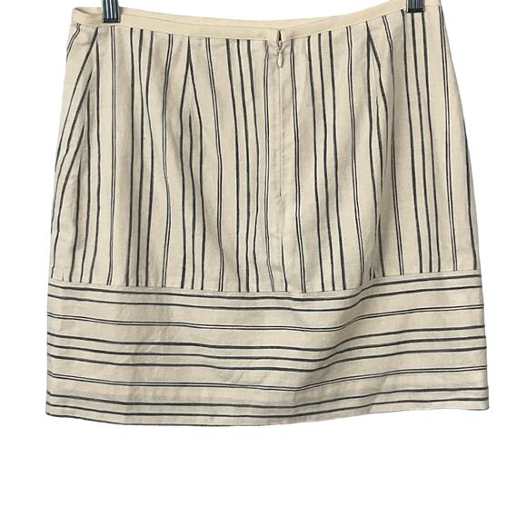 Madewell Linen Gamine Mini Skirt in Stripe Play White Blue Mini Skirt sz 4 - Picture 6 of 11